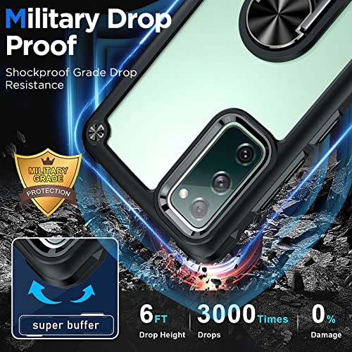 ANTSHARE for Samsung Galaxy S20 FE Case,S20 Fe Case with 2 Pack Screen Protector + 1 Pack Camera Protector,Slim Protective Case with Kickstand Clear Hard Back Soft Bumper for Galaxy S20 FE 5G (Green)