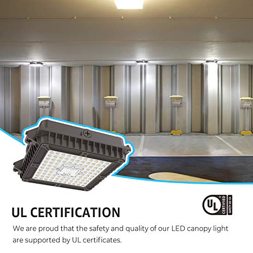 HYPERLITE LED Canopy Light 65W,8450Lumens Canopy LED Lights 4000K Warm White,LED Canopy Light Outdoor IP65 Waterproof UL Certified for Gas Station,Garage,Shop,Carport,Workshop,Walkway