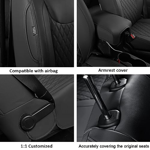 GIANT PANDA Customized Front Car Seat Covers for Jeep Wrangler JK 2/4 Door Sahara Sport Rubicon Unlimited Altitude 2013 2014 2015 2016 2017,Faux Leather - (Black)
