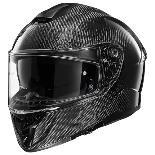 ILM Carbon Fiber Motorcycle Helmets Lightweight Full Face Dual Visor Helmet with Rear Wing Pinlock Compatible Motorbike Street Bike DOT ECE Men Women Model 861C (CarbonFiber3K, S)