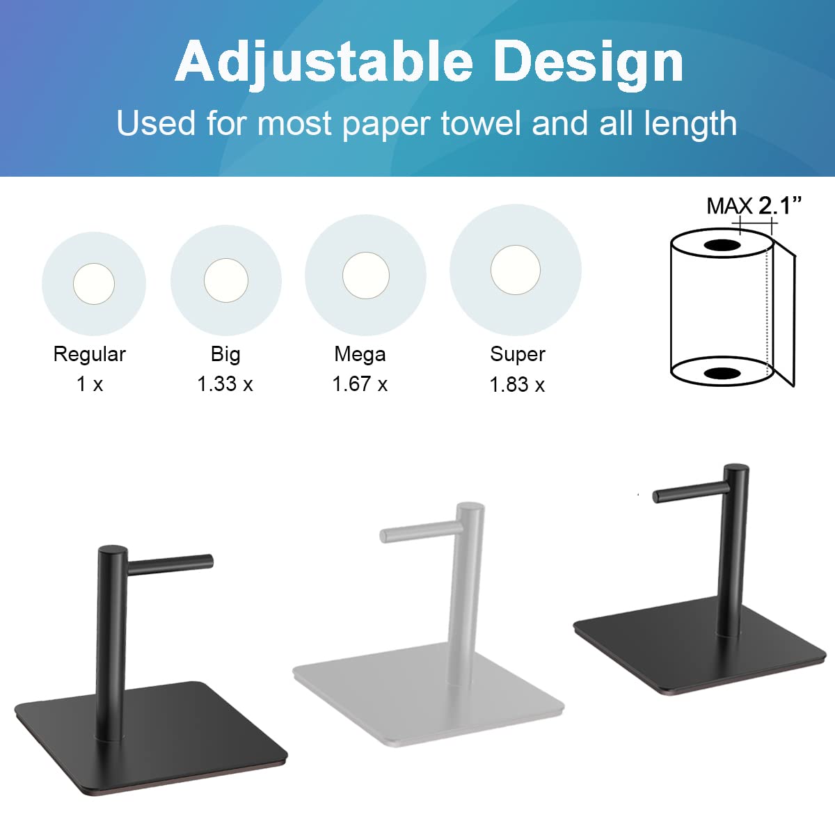 Thipoten Magnetic Paper Towel Holder, Strong Magnetic Hooks/Rack for Kitchen, Work Benches, Storage Closets, Grill, Garage (Black)