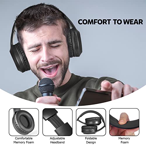 Rydohi Bluetooth Headphones Over Ear, 68H Playtime and 3 EQ Music Modes Wireless Headphones with Microphone/Deep Bass, HiFi Stereo Foldable Lightweight Headset for PC Home Travel Office (Black