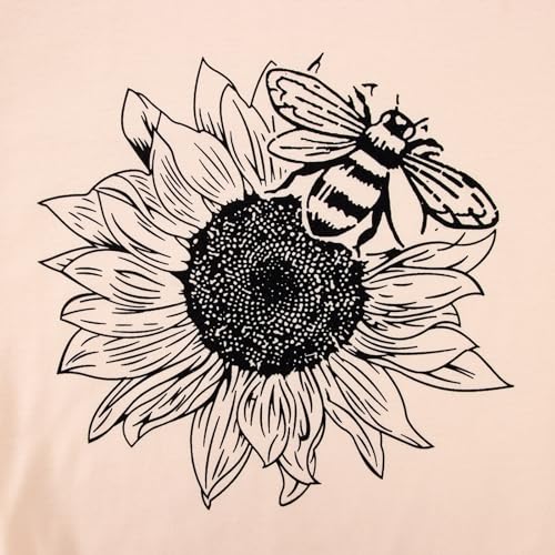 GLIGLITTR Women's Summer Sunflower T Shirt Cute Flower Graphic Loose Tees Crew Neck Short Sleeve Casual Tops(Rose Red,Medium)