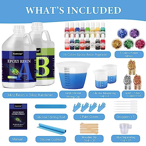 Epoxy Resin 1 Gallon - Crystal Clear Epoxy Resin Kit - Self-Leveling, High-Glossy, No Yellowing, No Bubbles Casting Resin Perfect for Crafts, Table Tops, DIY 1:1 Ratio