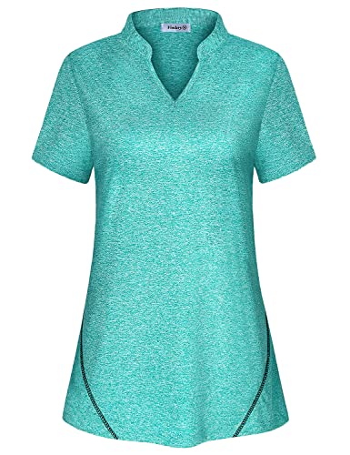 Vldnery Women Golf Polo Shirts Short Sleeve Moisture Wicking Workout Yoga Tennis Plus Size Tshirt(4XL) Grey