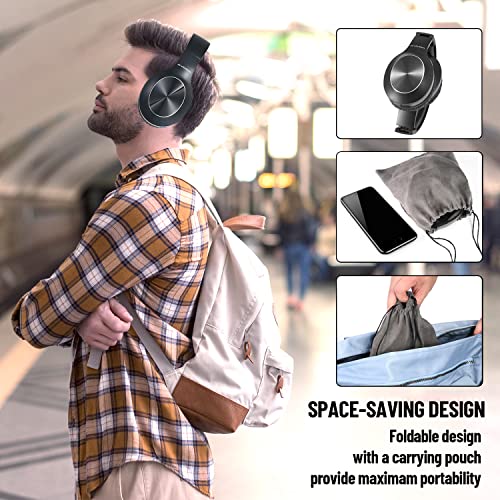 Rydohi Bluetooth Headphones Over Ear, 68H Playtime and 3 EQ Music Modes Wireless Headphones with Microphone/Deep Bass, HiFi Stereo Foldable Lightweight Headset for PC Home Travel Office (Black
