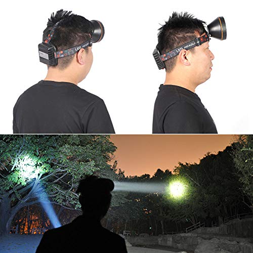 Yongkist Coon Hunting Light Super Bright Headlamp Rechargeable Ergonomic LED Spotlight Head Torch with Power Supply Waterproof Flashlight for Outdoor Camping Fishing Hunting Hiking (White Light)