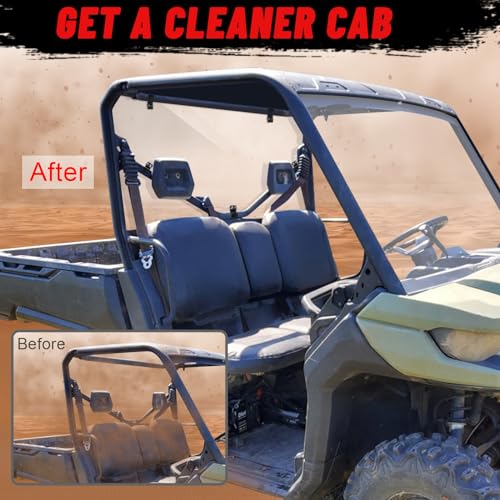 Scratch-Resistant Defender Rear Windshield - StarknightMT UV-Proof Back Window Rear Window Compatible With Can-Am Defender 2016-2024 HD5 HD8 HD10 Max (Clear)