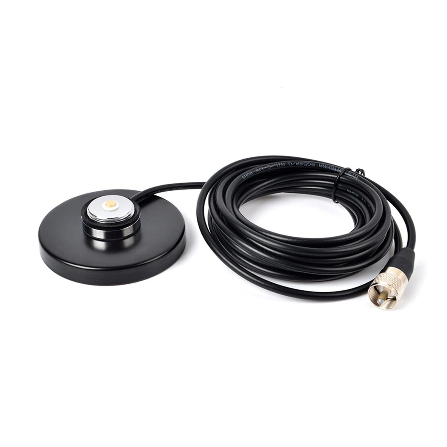 HYS TC-MB90 NMO Mount Magnetic Base for Car Bus Taxi Mobile Radio Antenna W/5M(16.4ft) RG58 Coaxial Cable PL-259 Plug