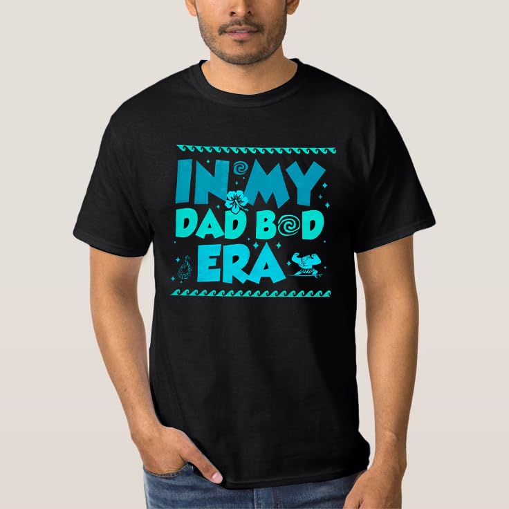 in My Dad BOD Era Shirts Men Funny Dad Shirt Retro Father's Day Letter Printed Shirt Black