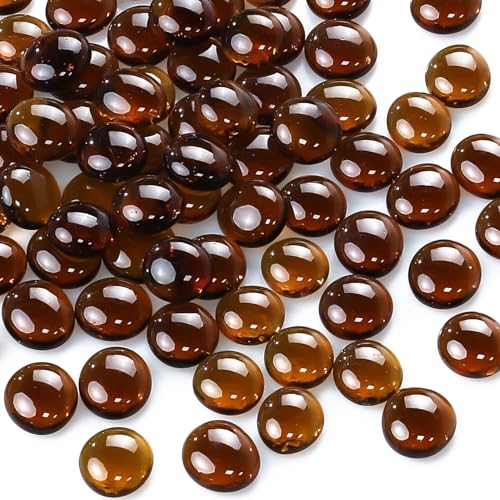 CYS EXCEL White Glass Gemstone Beads Vase Fillers (2 LBS) Flat Marble Beads Multiple Color Choices Aquarium Decor Rocks Floral Stones Decorative Mosaic Glass Gem Pebbles