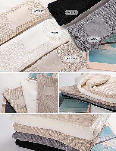 UANEO Sweater Vest Women Mock Neck Casual Cropped Knit Pullover Cap Sleeve Sweater for Women Top Spring(Apricot-S)