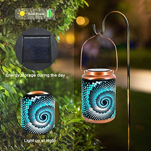 2 Pack Solar Lanterns Outdoor Hanging Lantern Lights, Dragonfly Hollowed-Out Metal Decor Lantern, Waterproof LED Decorative Garden Light - Delicate Garden Decoration for Patio, Yard