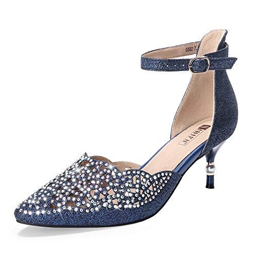 IDIFU Women's IN2 Candice Wedding Rhinestones Sequins Low Kitten Heels Pumps Dress Evening Shoes for Women Bridal Bride(5.5, Gold Glitter)