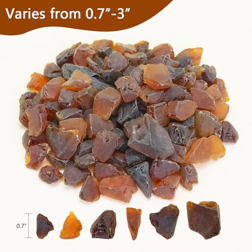 Ausluru 5LB Frosted Sea Glass Vase fillers Crushed Glass, Sea Glass Decor Ideal for Christmas DIY Craft, Aquarium Gravels, Home Decor Crushed Sea Glass Pieces for Beach Wedding, 0.7-3 Inch Amber