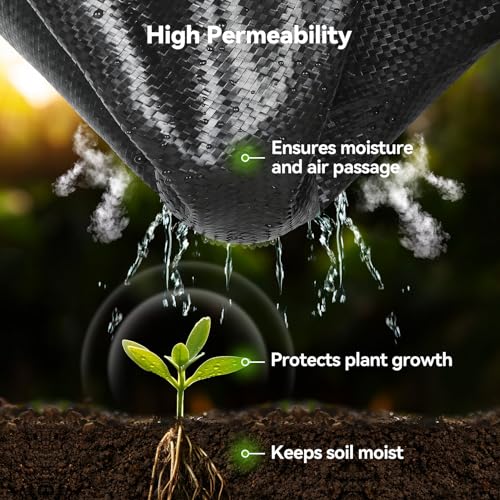 iropro 3ftx50ft Weed Barrier Landscape Fabric Heavy Duty, Woven Weed Control Cloth, Woven Geotextile Fabric for Underlayment, Gardening Ground, Commercial Driveway Weed Block Cover Mat