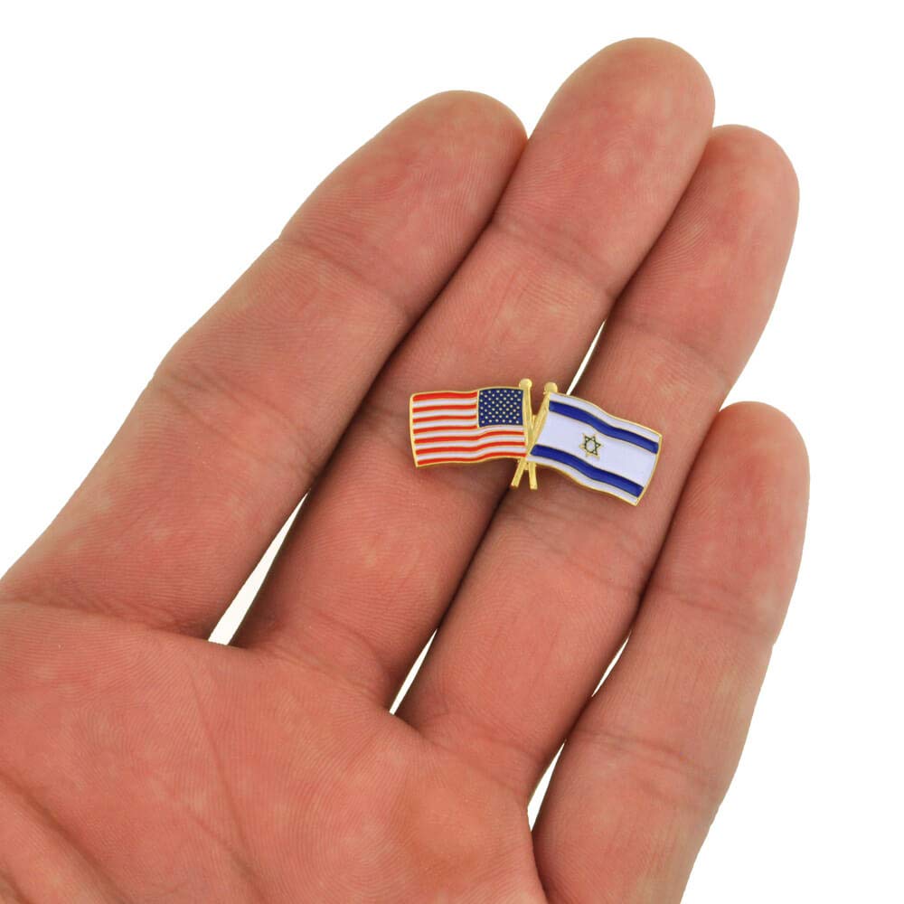 PinMart‘s USA and Israel Crossed Friendship Flag Enamel Lapel Pin - Country Flags Pins For Hats, Jackets, and Backpacks