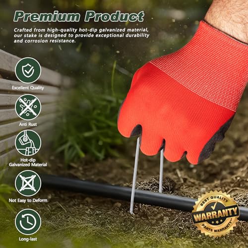 FEED GARDEN 4 Inch 50 Pack Galvanized Landscape Staples 11 Gauge Anti-Rust Garden Stakes Landscaping Fabric SOD Pins Yard Stakes for Weed Barrier Fabric