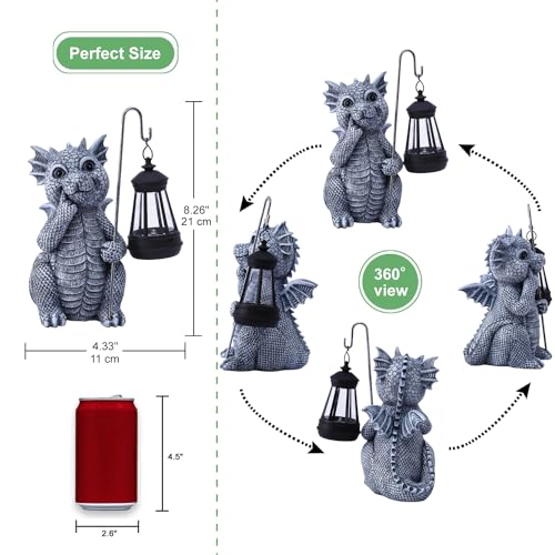 Qeeman Solar Garden Statue Cat Figurine- Garden Art with Solar Lantern, Loving Cat for Patio,Balcony,Yard, Lawn-Unique Housewarming Gift for Garden Mom Grandma