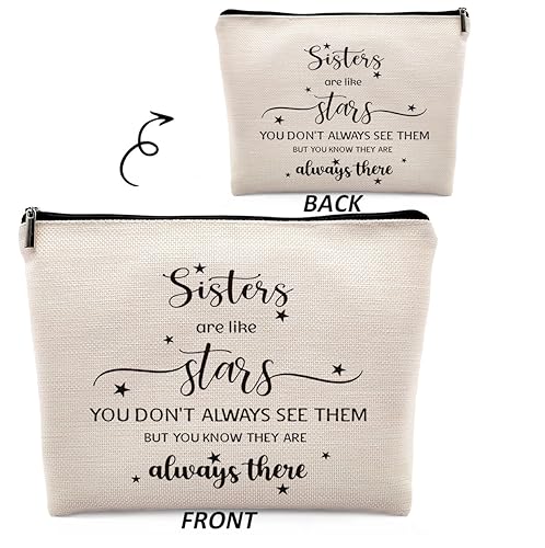 Dwept Funny Sister Gifts from Sisters Makeup Bag, Sister Birthday Gift Ideas Cosmetic Bag, Being My Sister is the Only Gift You Need Makeup Bag for Purse, Big Little Sister Gifts Travel Bag