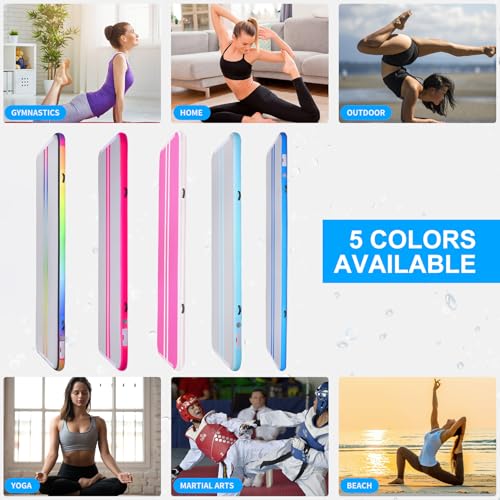 ROMELANDS Inflatable Air Mat Gymnastics Tumbling Mats Tumble Track Mats 4 inches Thick Training Mat with Electric Air Pump for Home/Gym/Outdoor (Blue(10ft x 3.3ft x 4"))