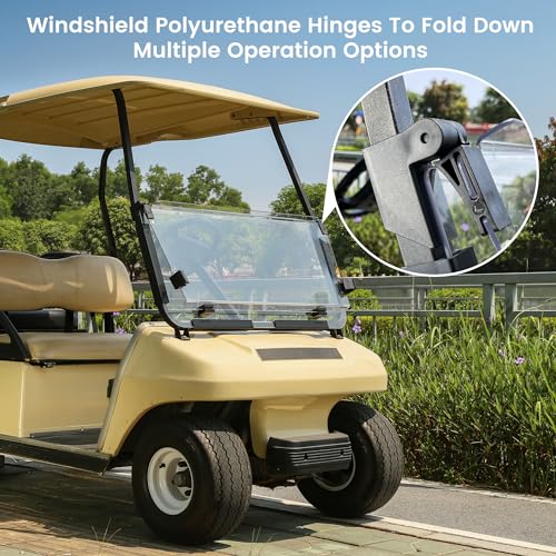 10L0L Foldable Golf Cart Windshield for Club Car DS 2000-Up Gas & Electric Models, UV-Proof & Impact Resistant, Lightweight Golf Cart Windshield-Clear