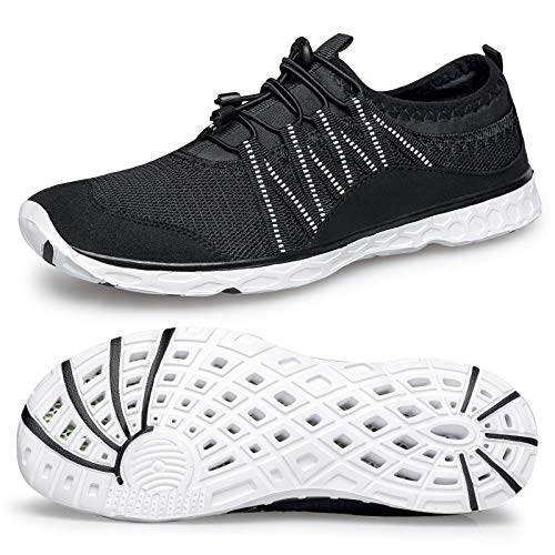 Men's Quick Drying Water Sport Shoes Aqua Shoes Lightweight for Beach Swim Surf Yoga Outdoor Water Sports All Black 48 EU