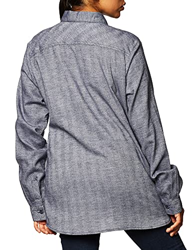 Dickies Women's Long Sleeve Plaid Flannel Shirt, Ink Navy Tartan, Small