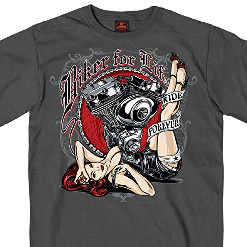Hot Leathers 24389 Motor Pin Up 100% Cotton Double Sided Printed Biker T-Shirt