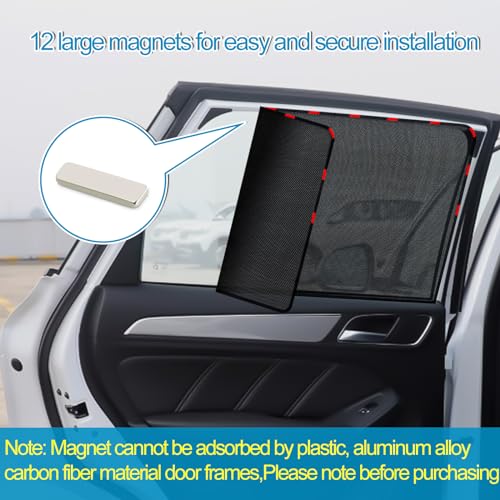 XCBYT Car Window Shades - 2 Pack Magnetic Side Window Sun Shade for Baby Breathable Mesh Car Privacy Curtains 95% Heat and UV Protection Car Window Covers for Baby Sleeping Camping Breastfeeding