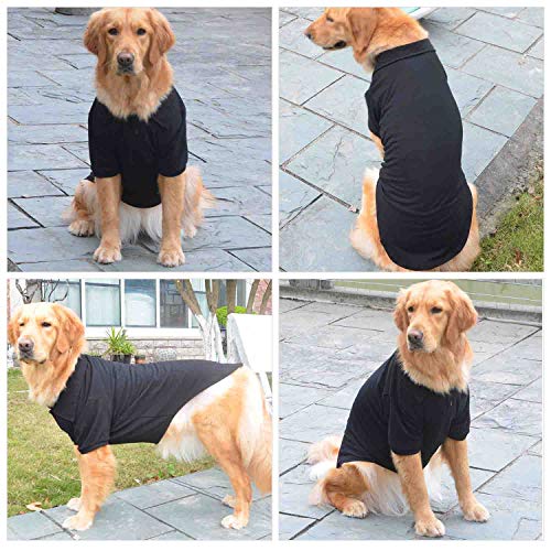 lovelonglong Basic Dog Polo Shirts Premium Cotton, Polo T-Shirts for Large Medium Small Dogs with a Two-Button Collar Blank Color Yellow XXL