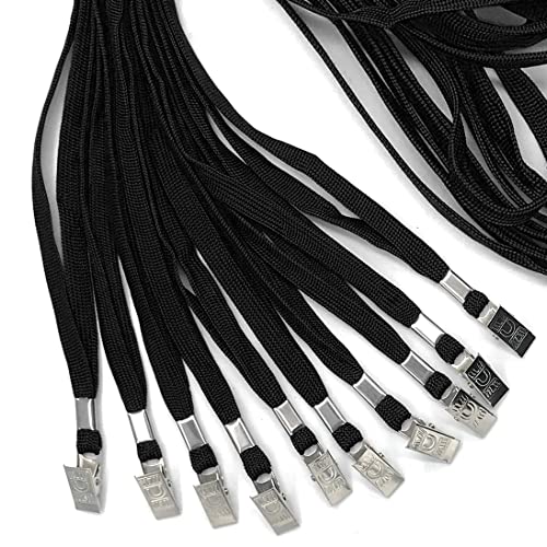 Bird Fiy® 50 Pcs Lanyard Bulldog Clip 32-inch Flat Braid Neck Lanyard for Id Cards/badges (Black)