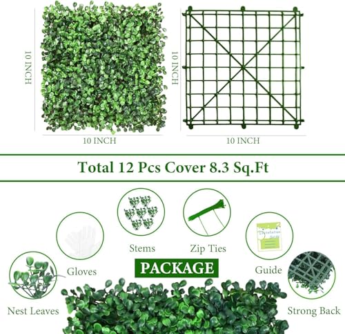 HEDGE MAZE Grass Wall Panels 12pc 10" x 10" Bowxood Panels with UV Protection, Suitable for Events, Shops, Offices Decor, Durable Wall Panels Backdrop