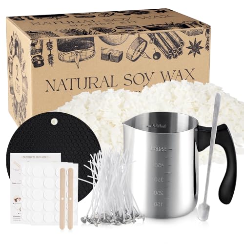 Wfmolcand Candle Making Kits for Adults,Beginner,Kids, Soy Wax, Making Supplies Include 2 LB Soy Wax Flakes,50 Candle Wick, Centering Devices, Melting Pot