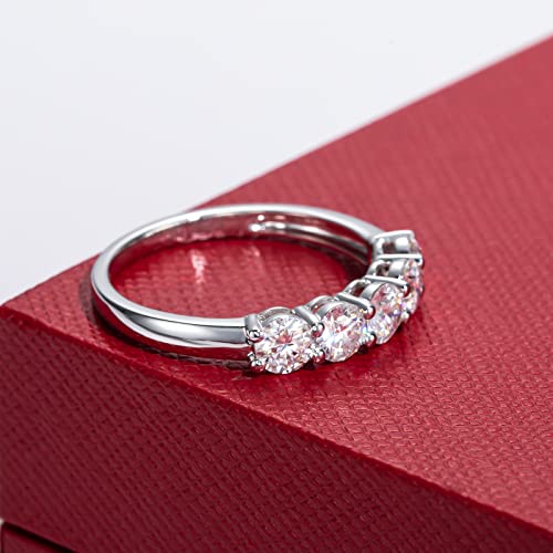CADYNO 14K White Gold Moissanite Half Eternity Band Ring 1.5ct D Color Lab Grown Created Diamond Solid Real Gold Wedding Engagement Anniversary Promise Ring for Women 5