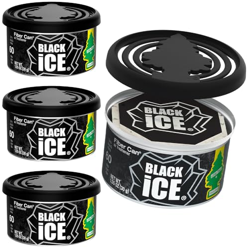 LITTLE TREES Car Air Freshener. Fiber Can Provides a Long-Lasting Scent for Auto or Home. Recycled Fiber. Black Ice, 4 Air Fresheners