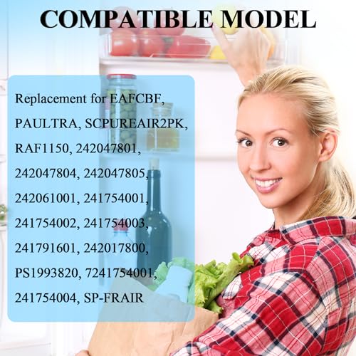 Funmit Refrigerator Air Filter Replacement Compatible with Frigidaire PAULTRA Pure Air Ultra and Electrolux EAFCBF Fridge Replace 242061001, 242047801, 242047804-3 Pack