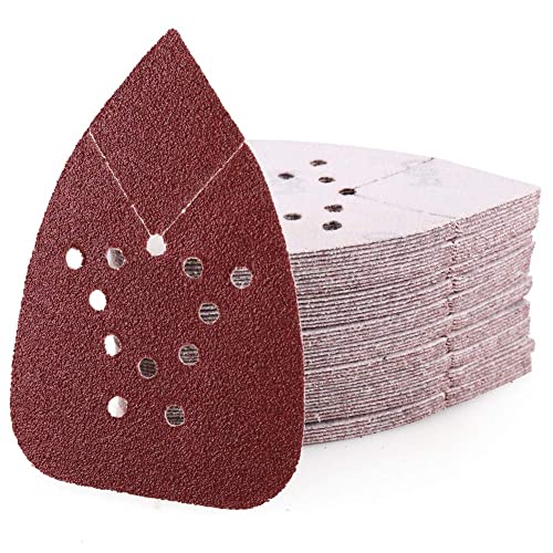 60 Grit Sanding Pads for Black and Decker Mouse Sanders, 12 Holes Hook and Loop Sandpaper - LotFancy Detail Palm Sander Sanding Sheets, Pack of 50