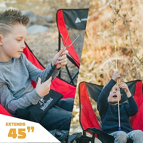 MalloMe Smores Sticks for Fire Pit Extra Long - Marshmallow Roasting Sticks Smores Kit -Smore Skewers Hot Dog Fork Campfire Cooking Equipment, Camping Essentials, Outdoor Campfire Accessories 45"4Pack