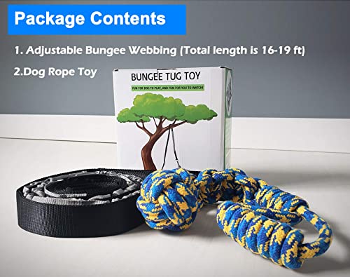 LOOBANI Outdoor Bungee Tug Toy,Dog Toy Hanging from Tree for Small to Large Dogs, Interactive Exercise Play Cord & Tether with Chew Rope Toy (Black)