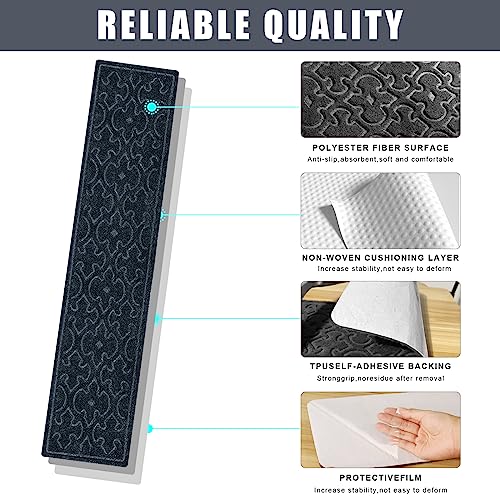 15Pcs Stair Treads for Wooden Steps Indoor with Self Adhesive, 8"x30" Non Slip Stair Runners-Peel & Stick Indoor Stair Carpet Runner, Resistant Indoor Runner for Kids、Elders and Pets, Brown