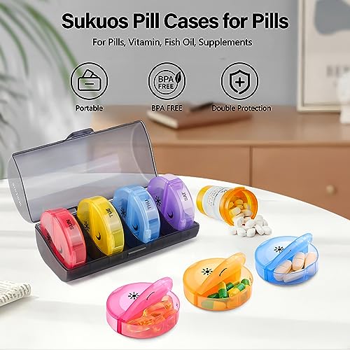 Sukuos Weekly Pill Organizer 7 Day 2 Times a Day, Large Daily Pill Box Easy to Open, AM PM Pill Case for Medicine/Vitamin/Fish Oil/Supplements