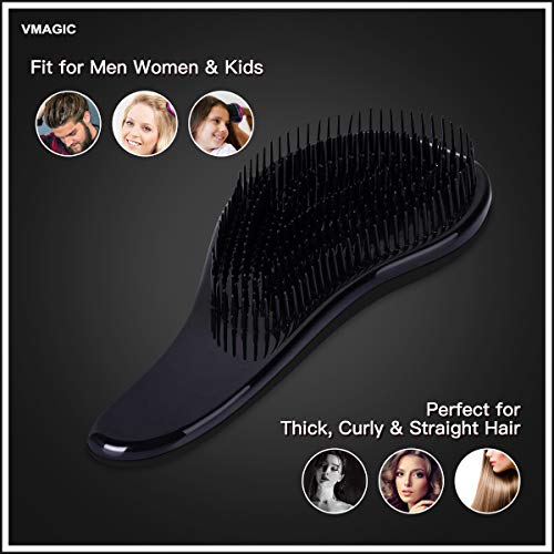 VMAGIC Detangling Brush - glide the Detangler Brush through Tangled hair - Best Brush/Comb for Women, Girls, Men & Boys - Use in Wet and Dry Hair (BLACK)