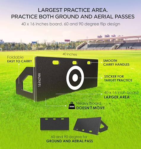ZivPlay Soccer Rebounder Board 40"x16" Soccer Rebounder Wall with 2 Kick Back Angles for Ball Passing and Bounce Control Training Includes Target Sticker