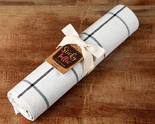 Sticky Toffee Woven Cotton Placemats Set of 4, Cream Farmhouse Plaid, 14 x 19 in, Washable Table Mats for Kitchen or Dining Table