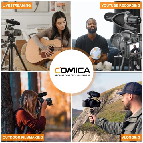 comica CVM-V30 Pro Camera Directional Condenser Microphone Shotgun Video Supercardioid Microphone for Canon Nikon Sony Panasonic DSLR Camera with 3.5 mm Jack (Black)