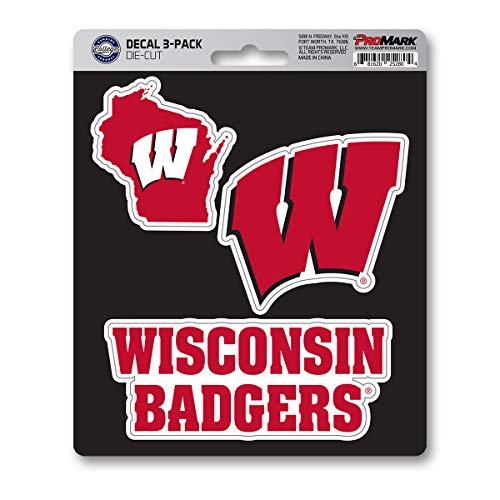 FANMATS NCAA University of Wisconsin 3 Piece Decal Set