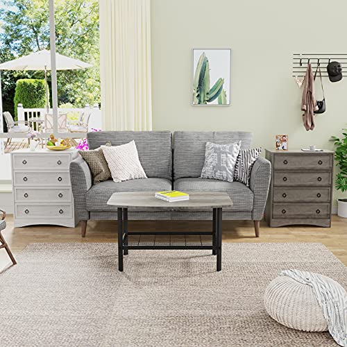 LGHM Modern 4 Drawer Dresser, Dressers for Bedroom, Tall Chest of Drawers Closet Organizers and Storage for Clothes - Easy Pull Handle, Textured Borders Drawers for Living Room, Hallway, Gray