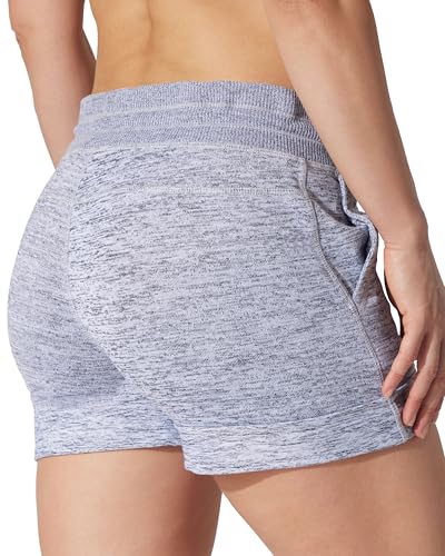 90 Degree By Reflex Womens Soft Sweat Shorts High Waisted Drawstring Lounge Shorts with Pockets - Heather Grey - XS