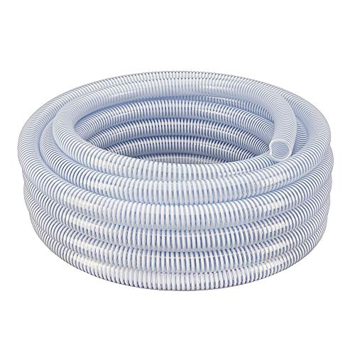 1.5" Dia x 25 ft HydroMaxx® Clear Flexible PVC Suction and Discharge Hose with White Reinforced Helix